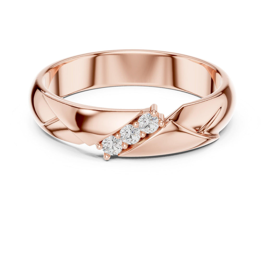 Men's Moissanite Band with Diagonal Pavé Accent – 925 Sterling Silver, 18K Gold Vermeil
