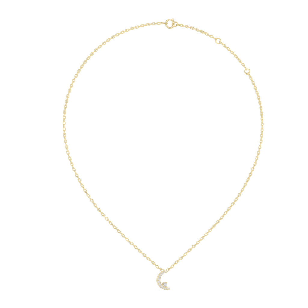 Moissanite Crescent Moon Pendant Necklace – 925 Sterling Silver, 18K Gold Vermeil