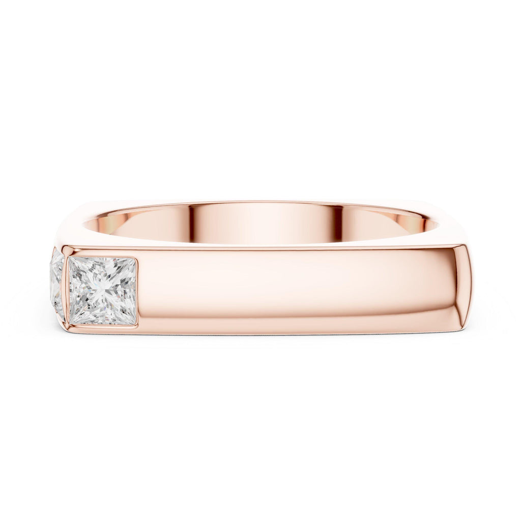 Men's Square-Profile Moissanite Ring with Princess-Cut Accent – 925 Sterling Silver, 18K Gold Vermeil