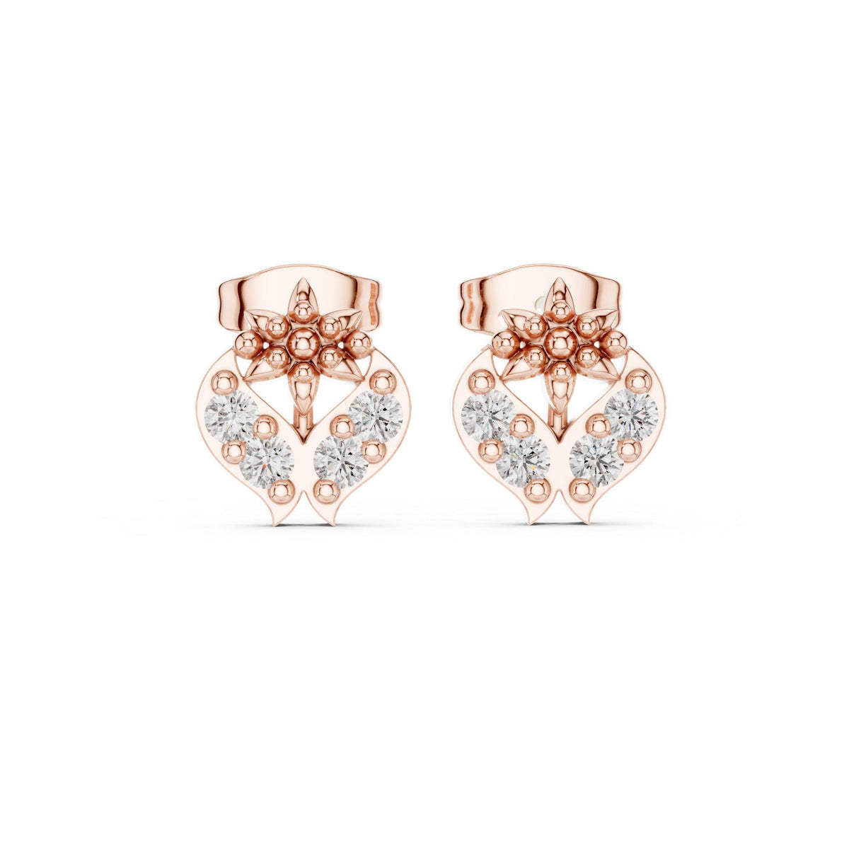 Moissanite Ornate Dome Stud Earrings – 925 Sterling Silver, 18K Gold Vermeil