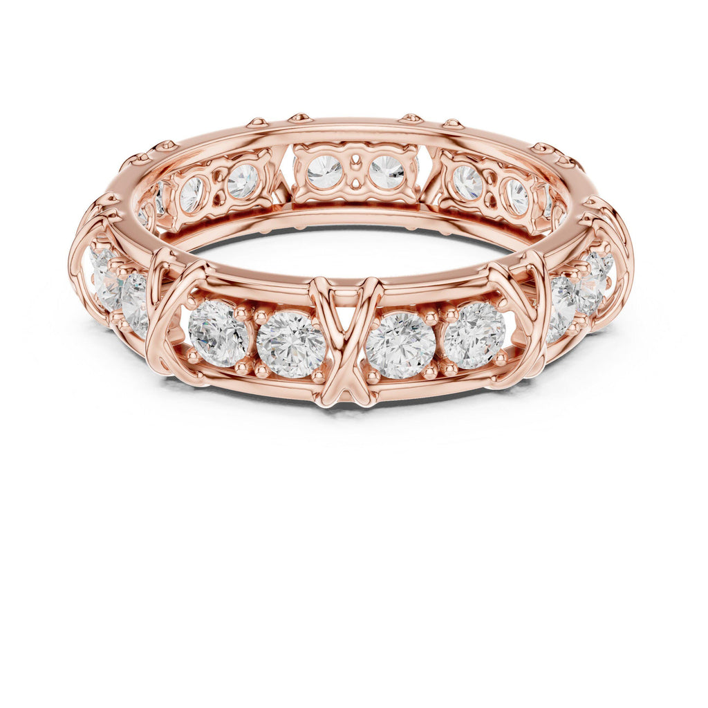 Men's Moissanite Eternity Band, X-Link Design – 925 Sterling Silver, 18K Gold Vermeil