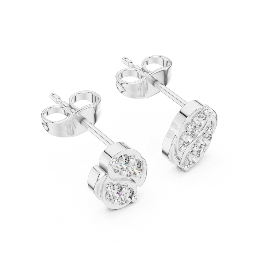 Moissanite Pavé Swirl Oval Stud Earrings – 925 Sterling Silver, 18K Gold Vermeil