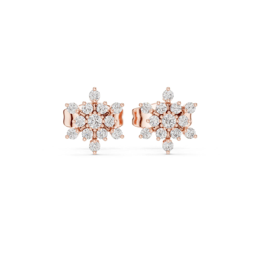 Moissanite Snowflake Cluster Stud Earrings – 925 Sterling Silver, 18K Gold Vermeil
