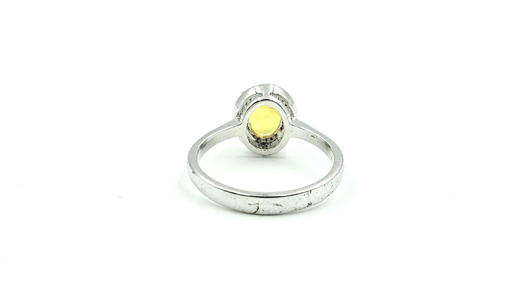 Oval Yellow Sapphire Diamond Halo Ring – 925 Sterling Silver, 18K White Gold Vermeil
