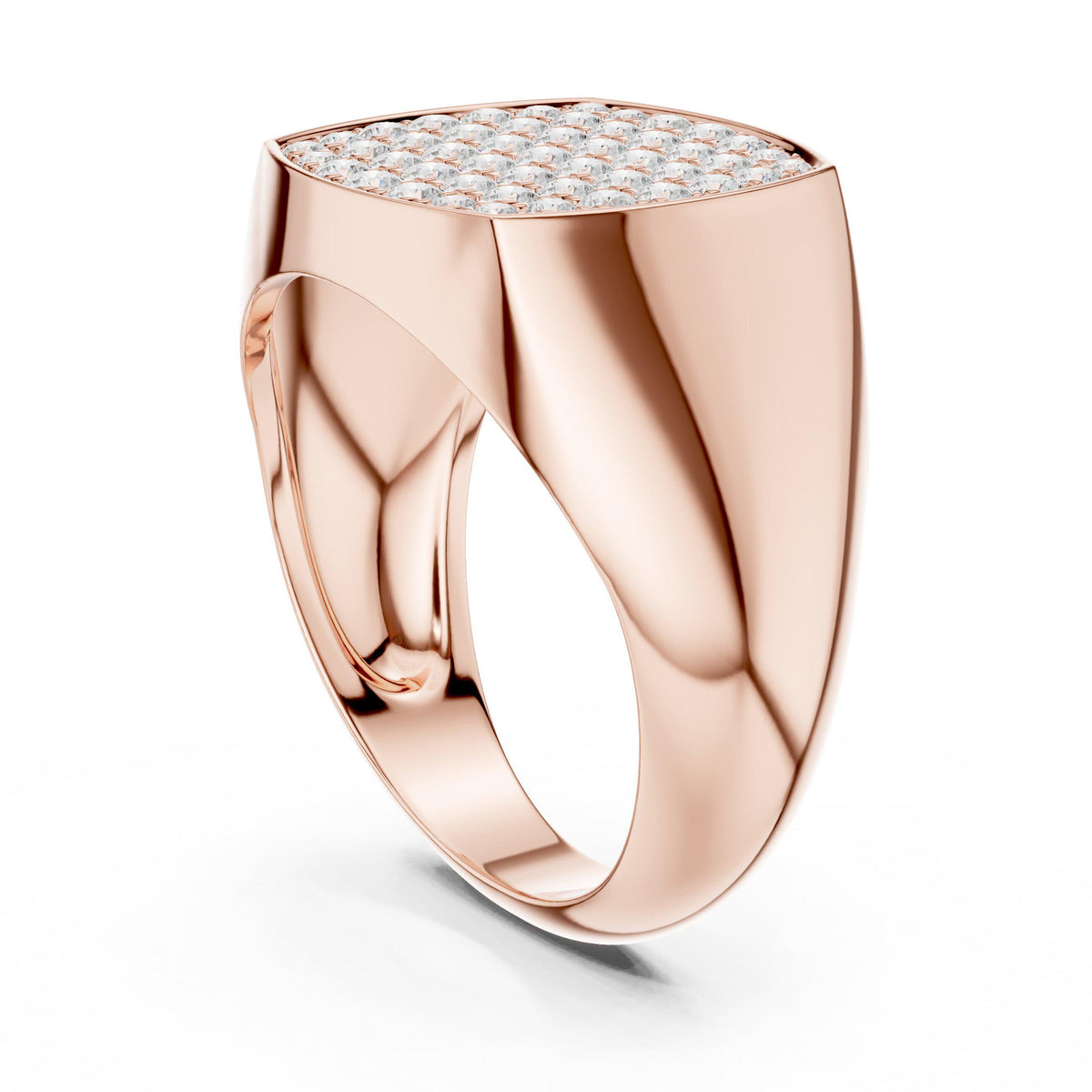Men's Cushion-Shaped Pavé Moissanite Signet Ring – 925 Sterling Silver, 18K Gold Vermeil