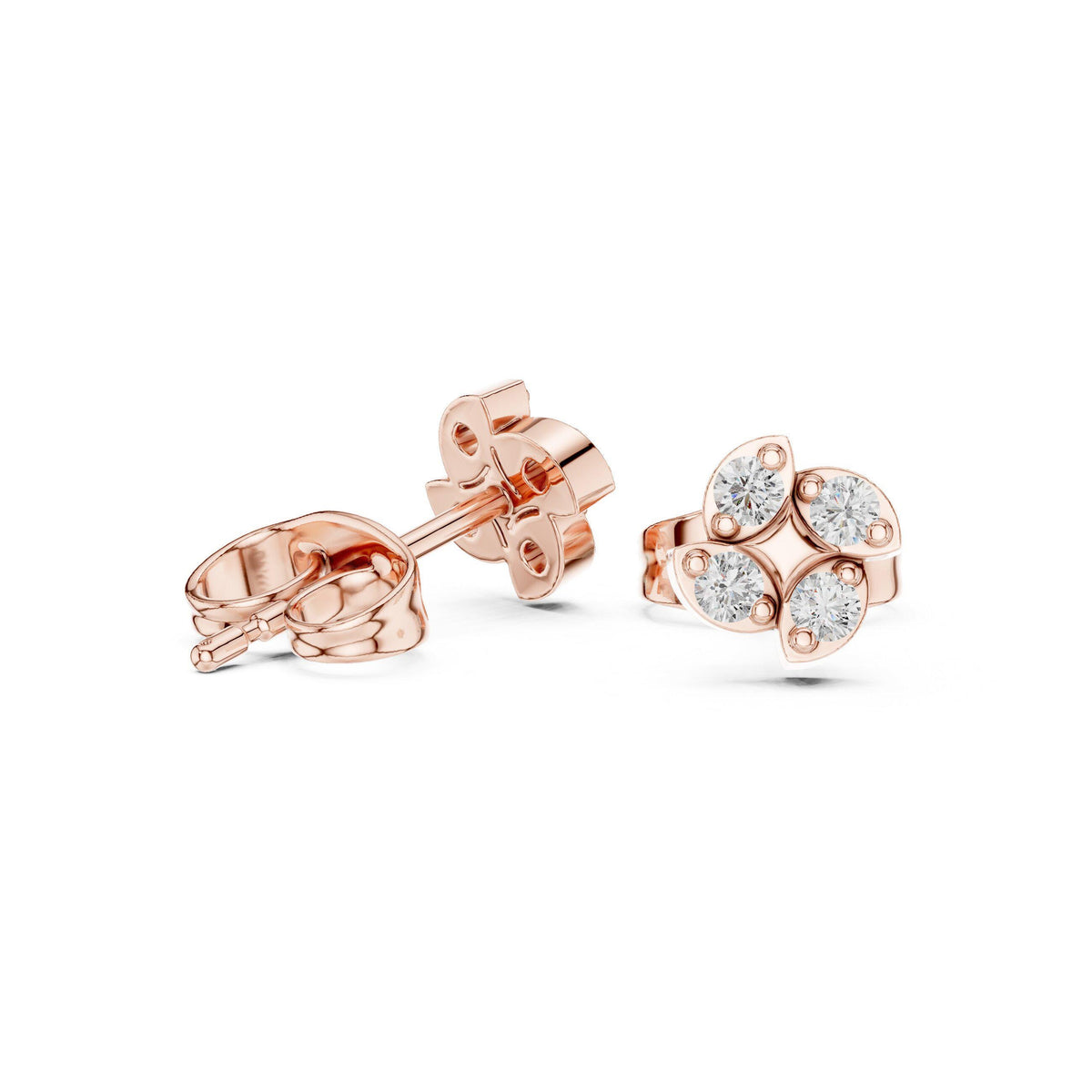 Moissanite Clover Cluster Stud Earrings – 925 Sterling Silver, 18K Gold Vermeil