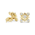 Moissanite Four-Point Star Frame Stud Earrings – 925 Sterling Silver, 18K Gold Vermeil