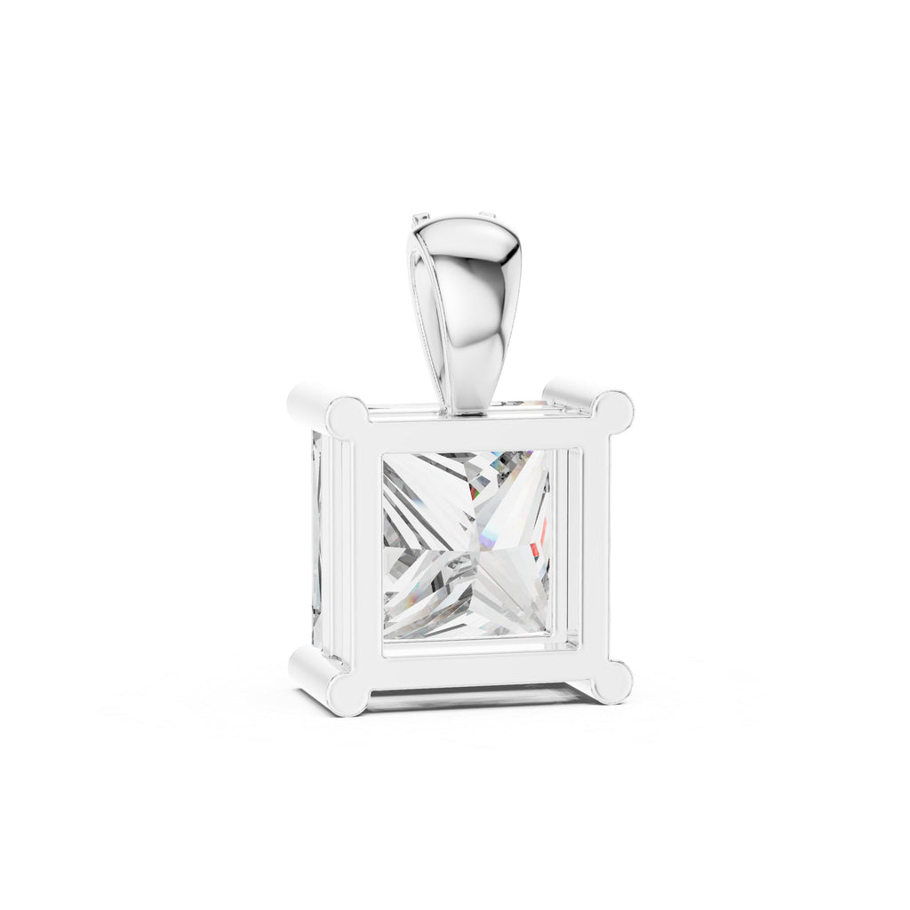 7mm Princess Moissanite Solitaire Pendant Necklace – 925 Sterling Silver, 18K Gold Vermeil