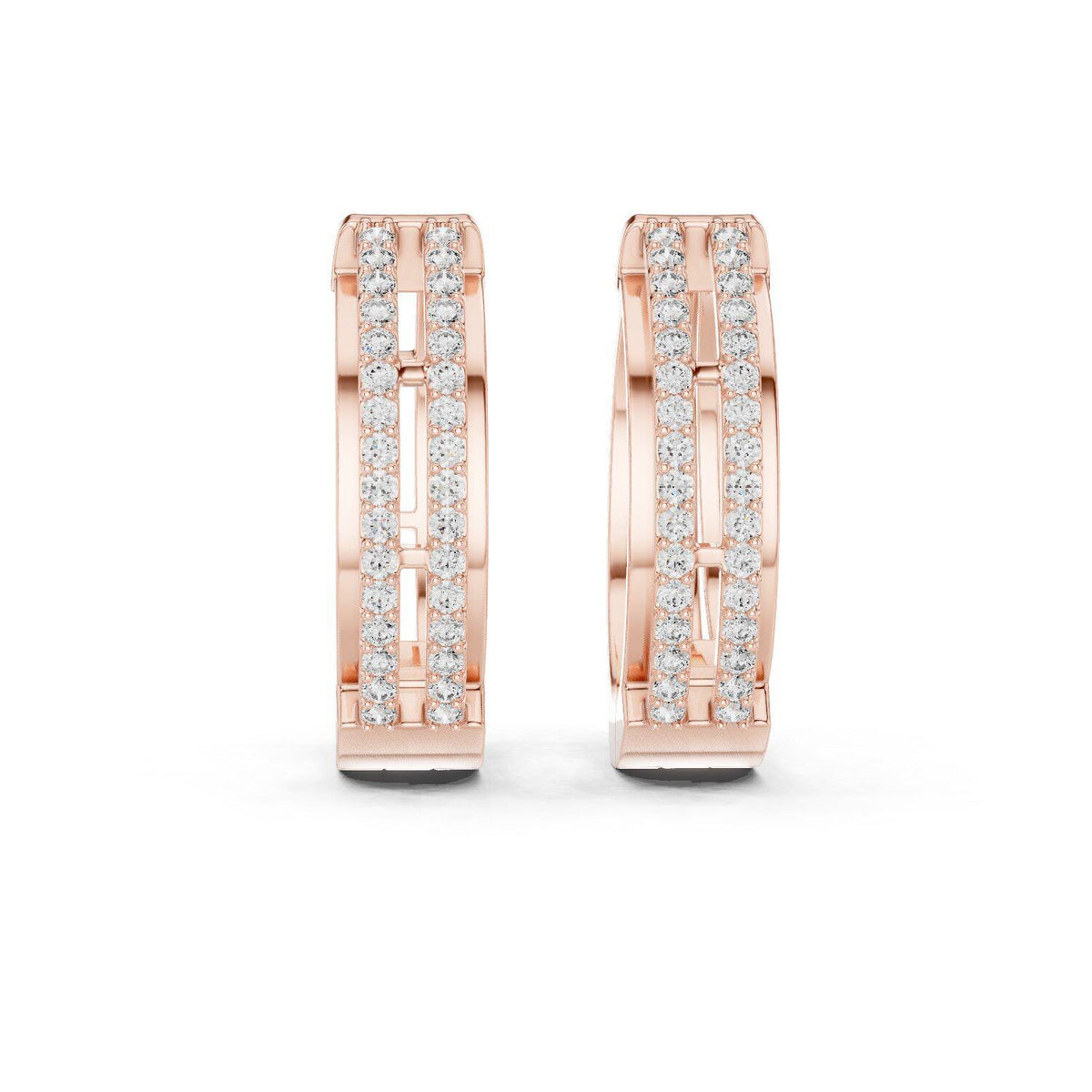Moissanite Pavé Split Huggie Hoop Earrings – 925 Sterling Silver, 18K Gold Vermeil