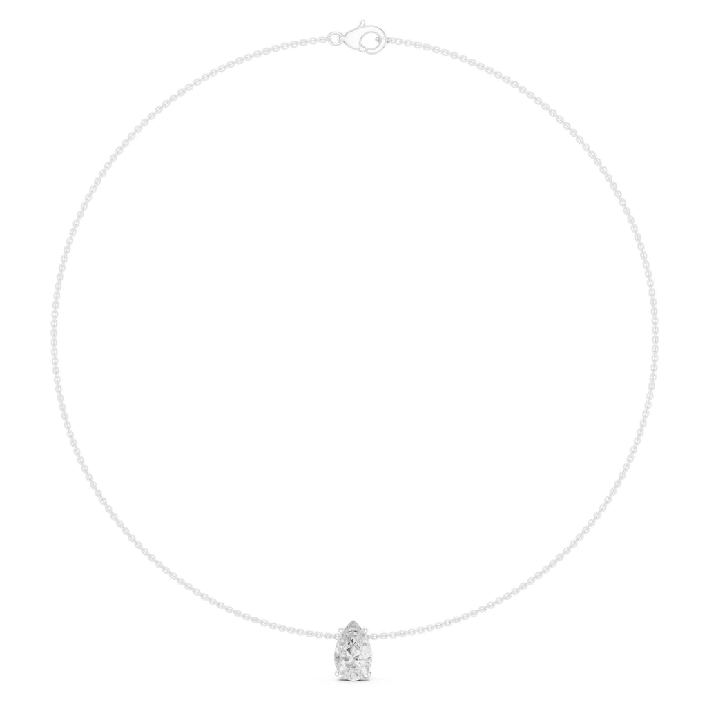 Pear Moissanite Solitaire Necklace – 925 Sterling Silver, 18K Gold Vermeil