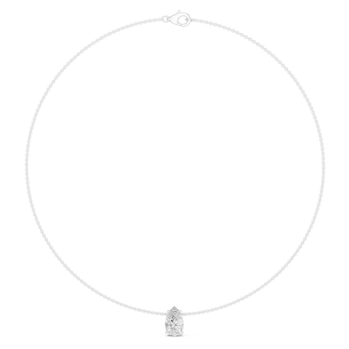 Pear Moissanite Solitaire Necklace – 925 Sterling Silver, 18K Gold Vermeil