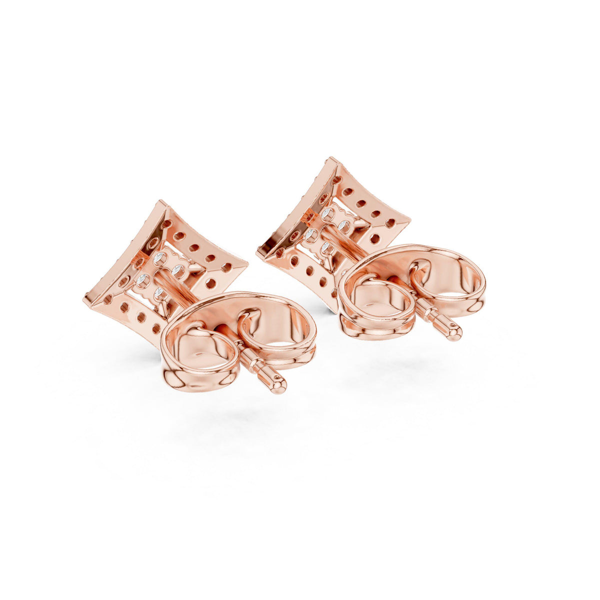 Moissanite Kite Halo Stud Earrings – 925 Sterling Silver, 18K Gold Vermeil