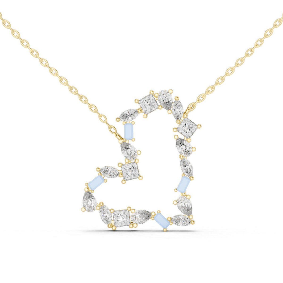 Pear & Baguette Moissanite V Necklace – 925 Sterling Silver, 18K Gold Vermeil