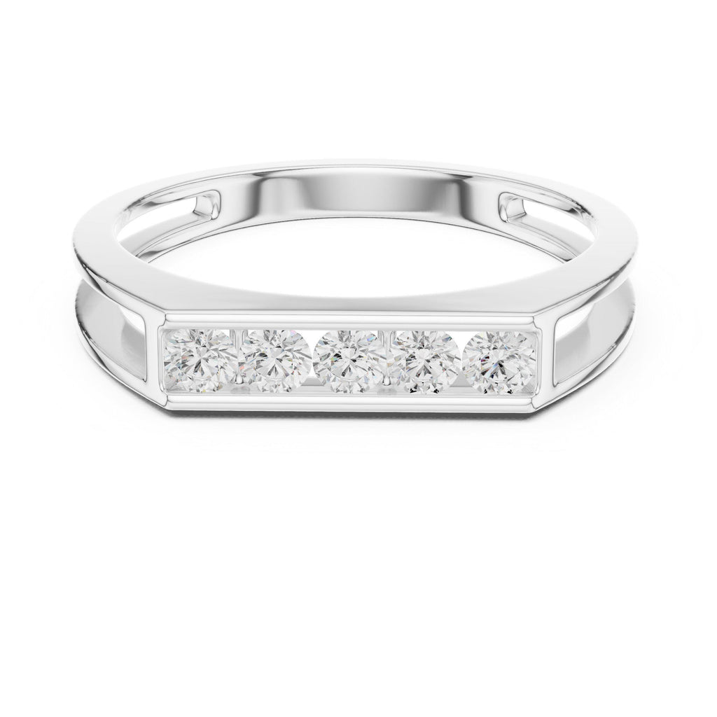 Men's Open-Band Moissanite Ring with Pavé Bar – 925 Sterling Silver, 18K Gold Vermeil