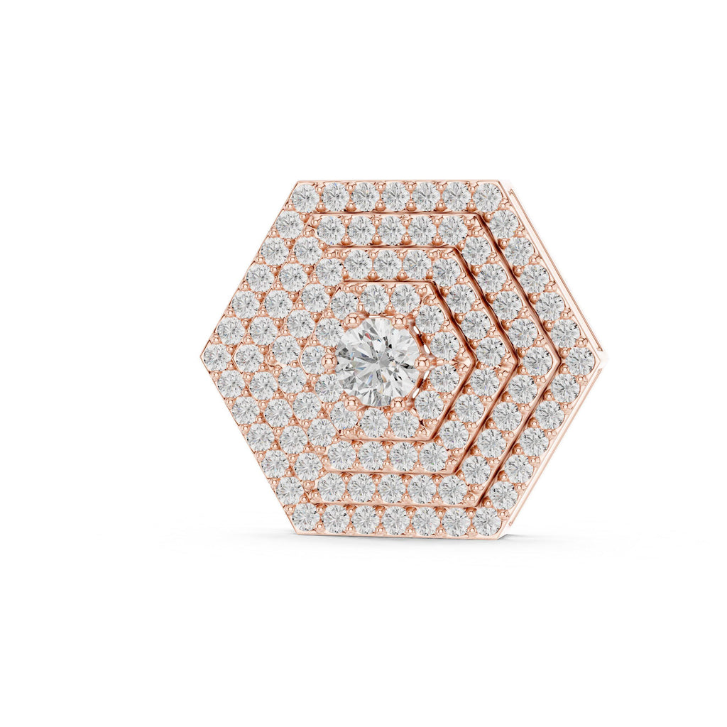 Moissanite Hexagon Pavé Pendant Necklace – 925 Sterling Silver, 18K Gold Vermeil