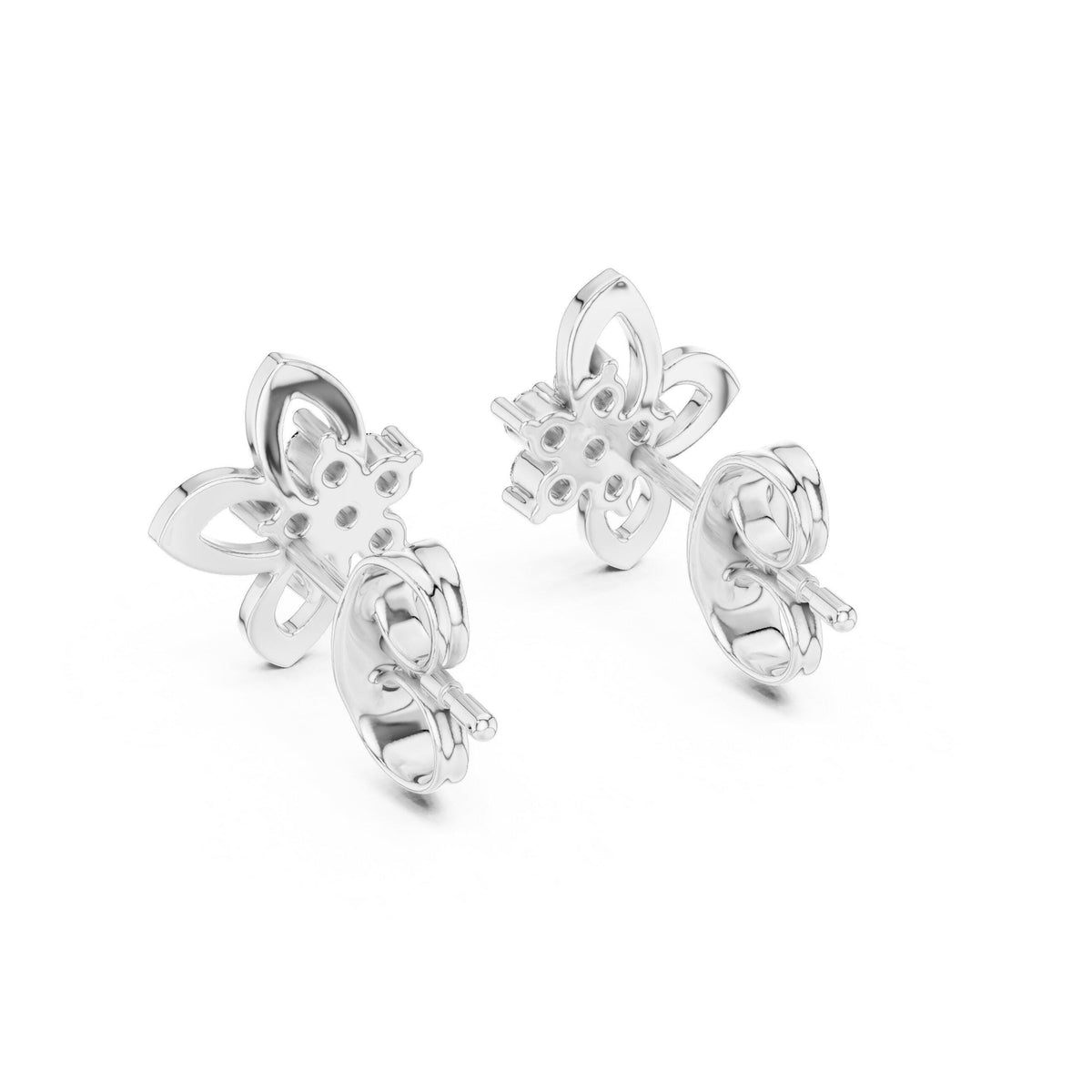 Moissanite Flower Bloom Stud Earrings – 925 Sterling Silver, 18K Gold Vermeil