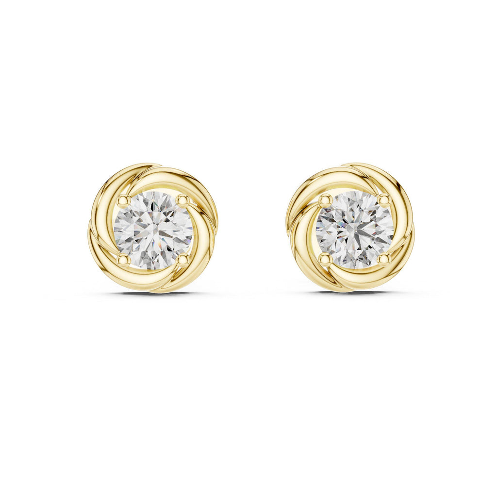 5mm Round Moissanite Swirl Stud Earrings – 925 Sterling Silver, 18K Gold Vermeil