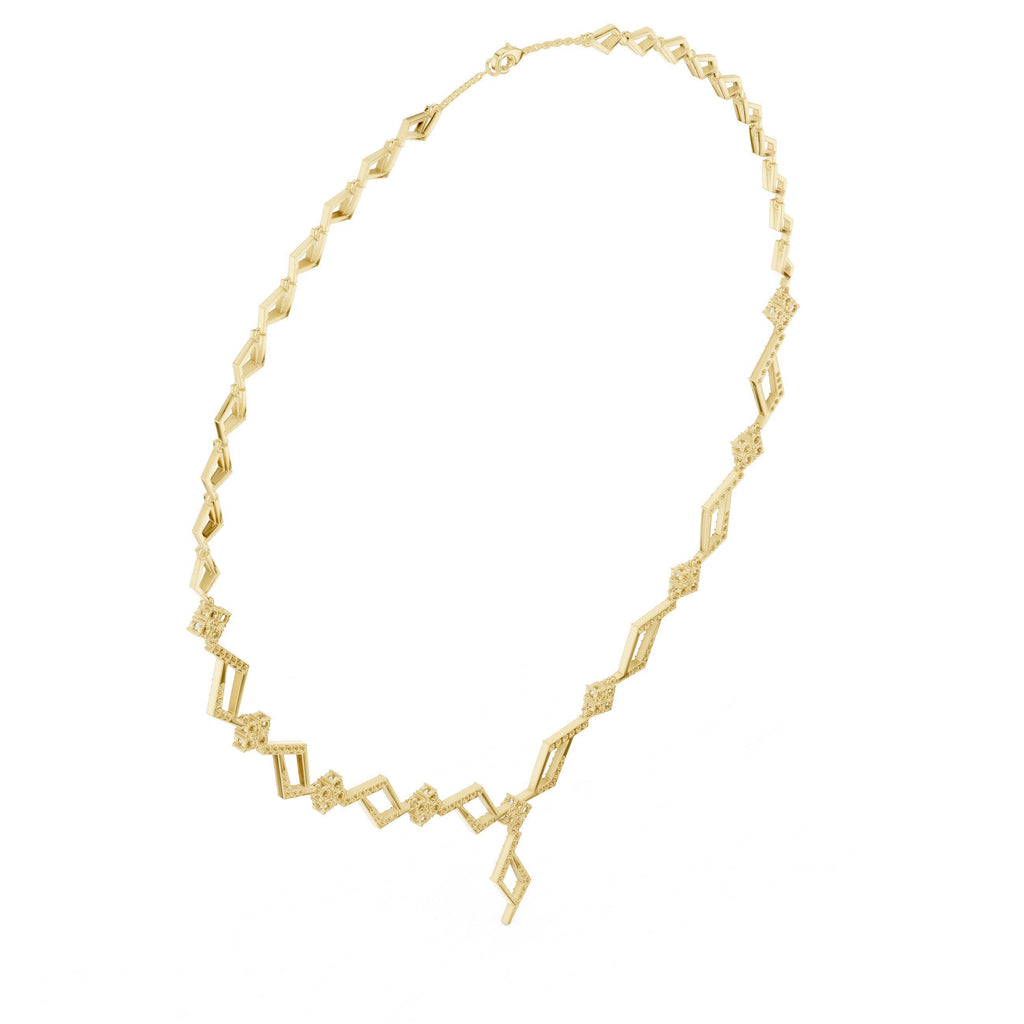 Moissanite Zigzag Rhombus Necklace – 925 Sterling Silver, 18K Gold Vermeil