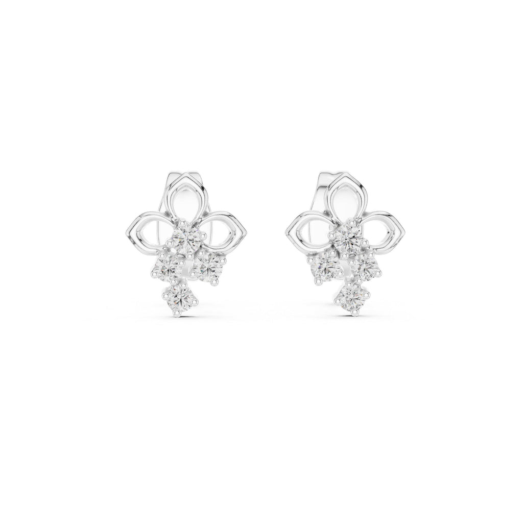 Moissanite Fleur Drop Stud Earrings – 925 Sterling Silver, 18K Gold Vermeil