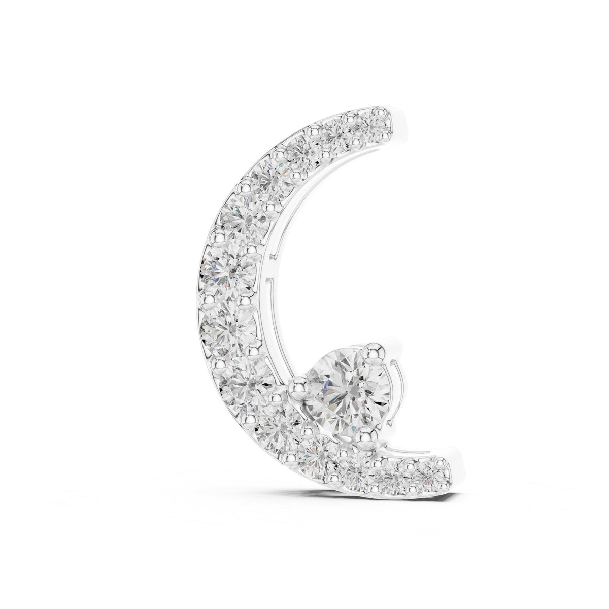 Moissanite Crescent Moon Pendant Necklace – 925 Sterling Silver, 18K Gold Vermeil