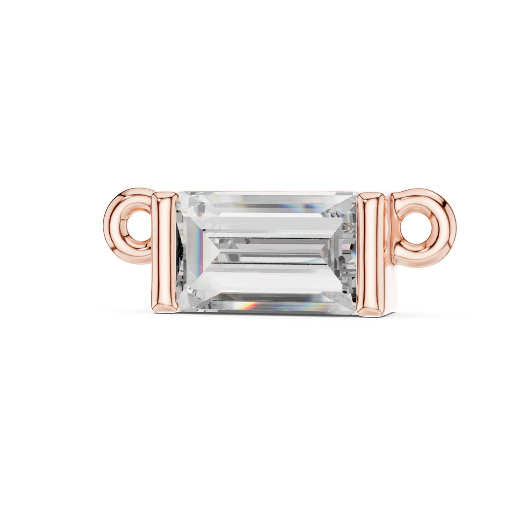 Baguette Moissanite Pendant – 925 Sterling Silver, 18K Gold Vermeil