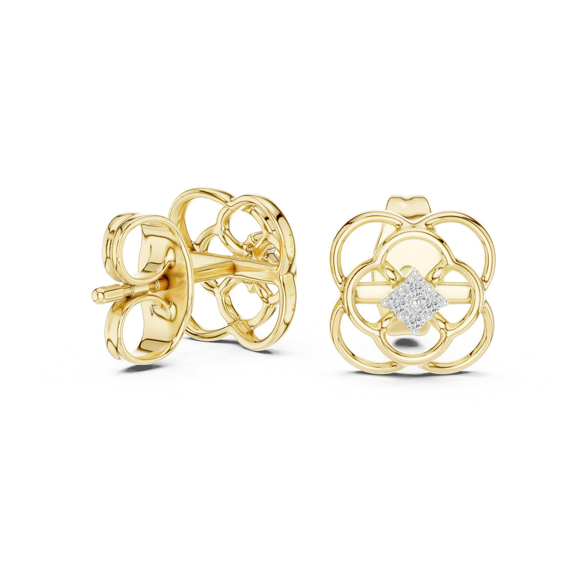 Moissanite Interlocking Loop Stud Earrings – 925 Sterling Silver, 18K Gold Vermeil