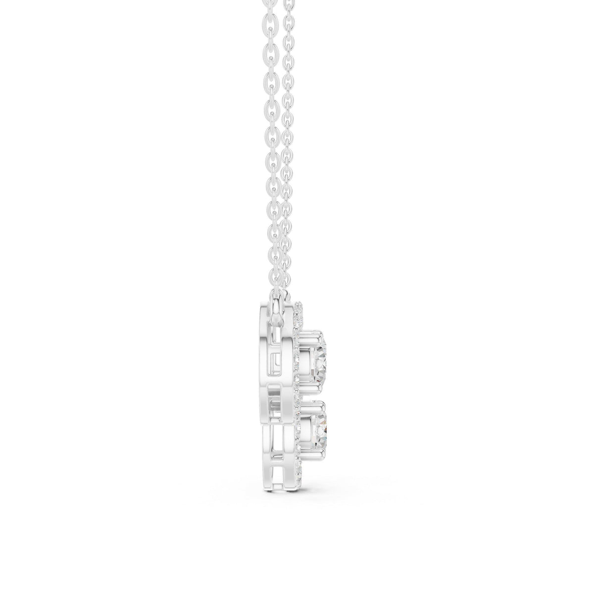 Round Moissanite Halo Trio Mangalsutra Necklace – 925 Sterling Silver, 18K Gold Vermeil