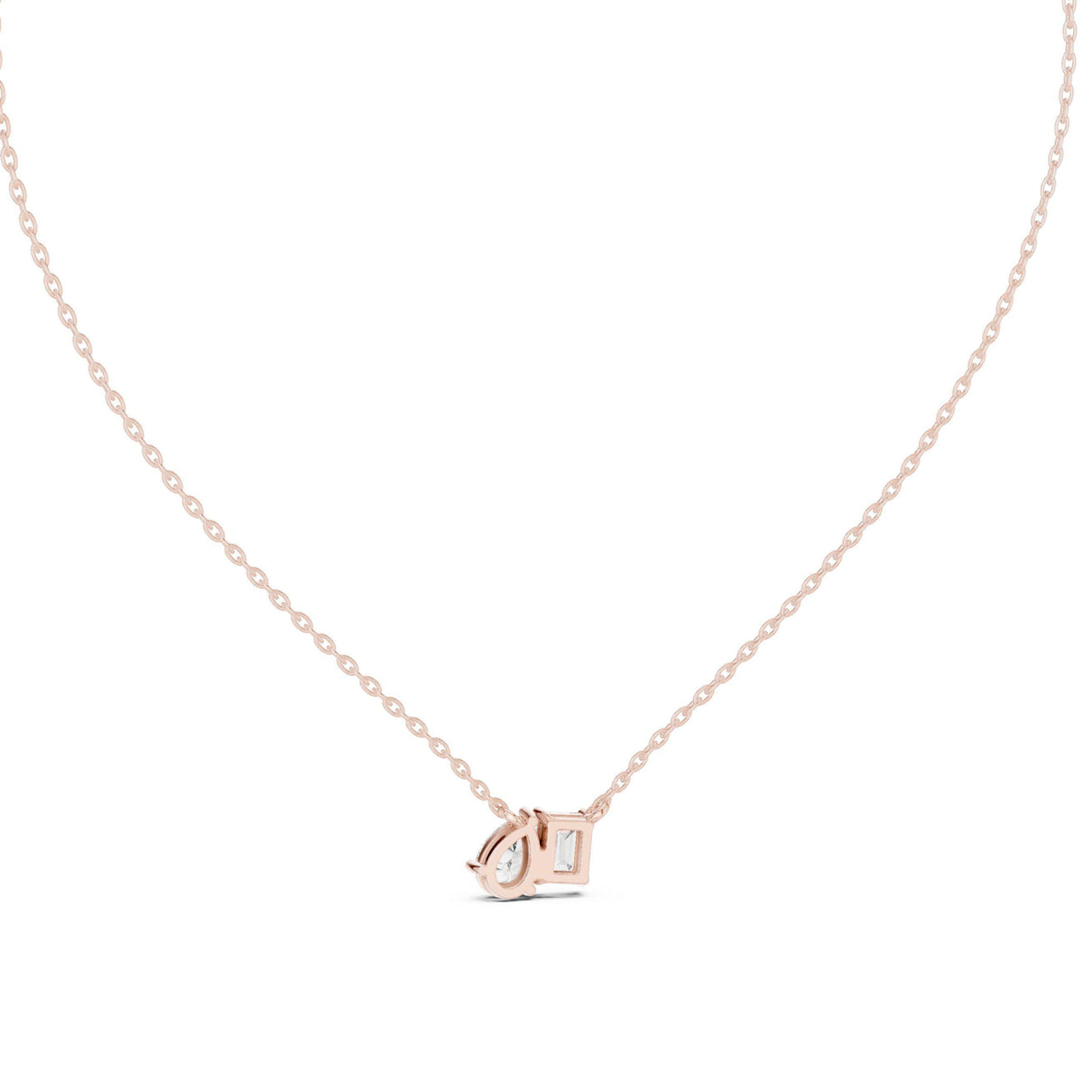 Emerald-Cut & Pear Moissanite Toi et Moi Necklace – 925 Sterling Silver, 18K Gold Vermeil