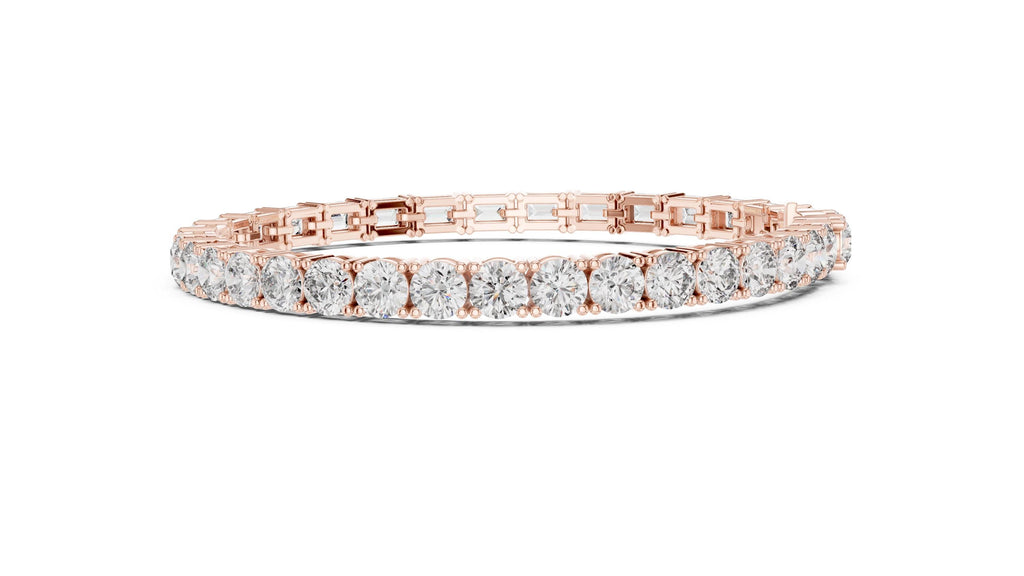 Emerald-Cut Moissanite Tennis Bracelet with Round Accents – 925 Sterling Silver, 18K Gold Vermeil
