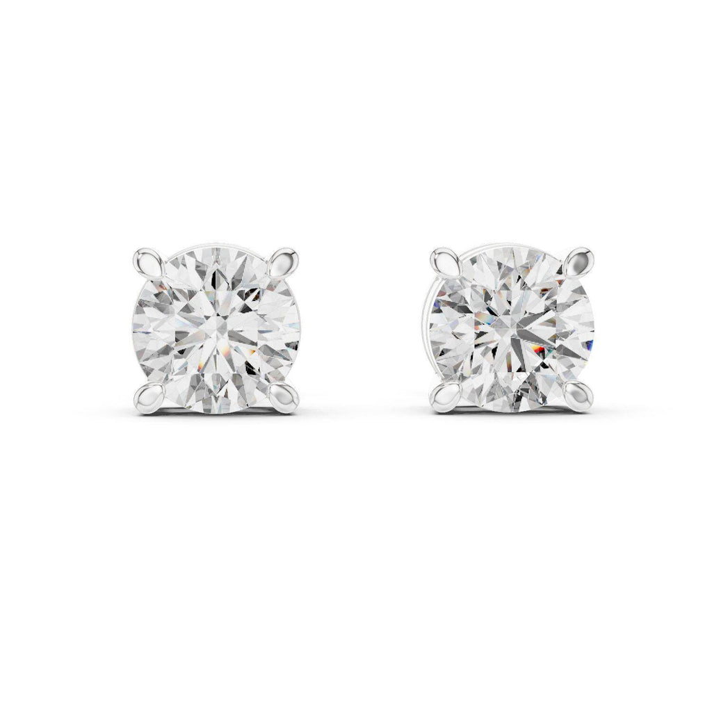 7mm Round Moissanite Four-Prong Stud Earrings – 925 Sterling Silver, 18K Gold Vermeil
