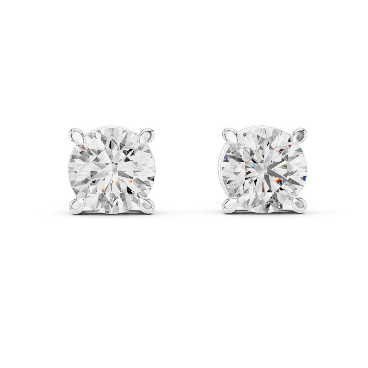 7mm Round Moissanite Four-Prong Stud Earrings – 925 Sterling Silver, 18K Gold Vermeil