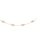 Emerald-Cut & Marquise Moissanite Bezel Station Necklace – 925 Sterling Silver, 18K Gold Vermeil
