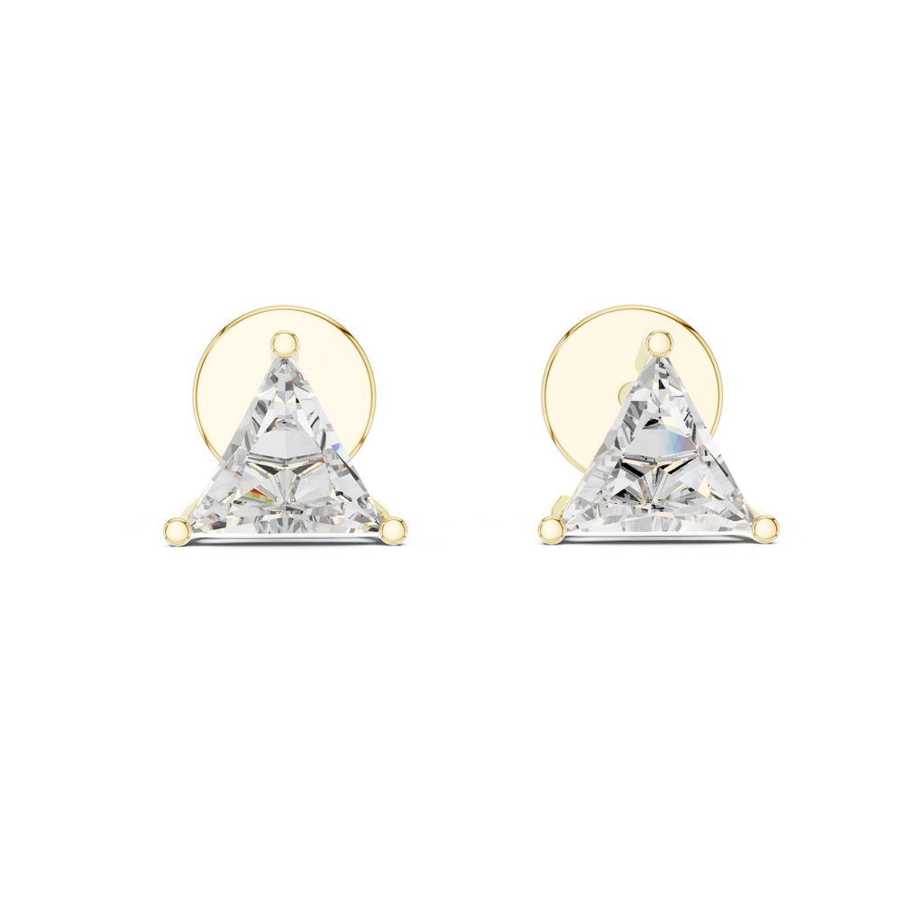 Trillion Moissanite Stud Earrings – 925 Sterling Silver, 18K Gold Vermeil