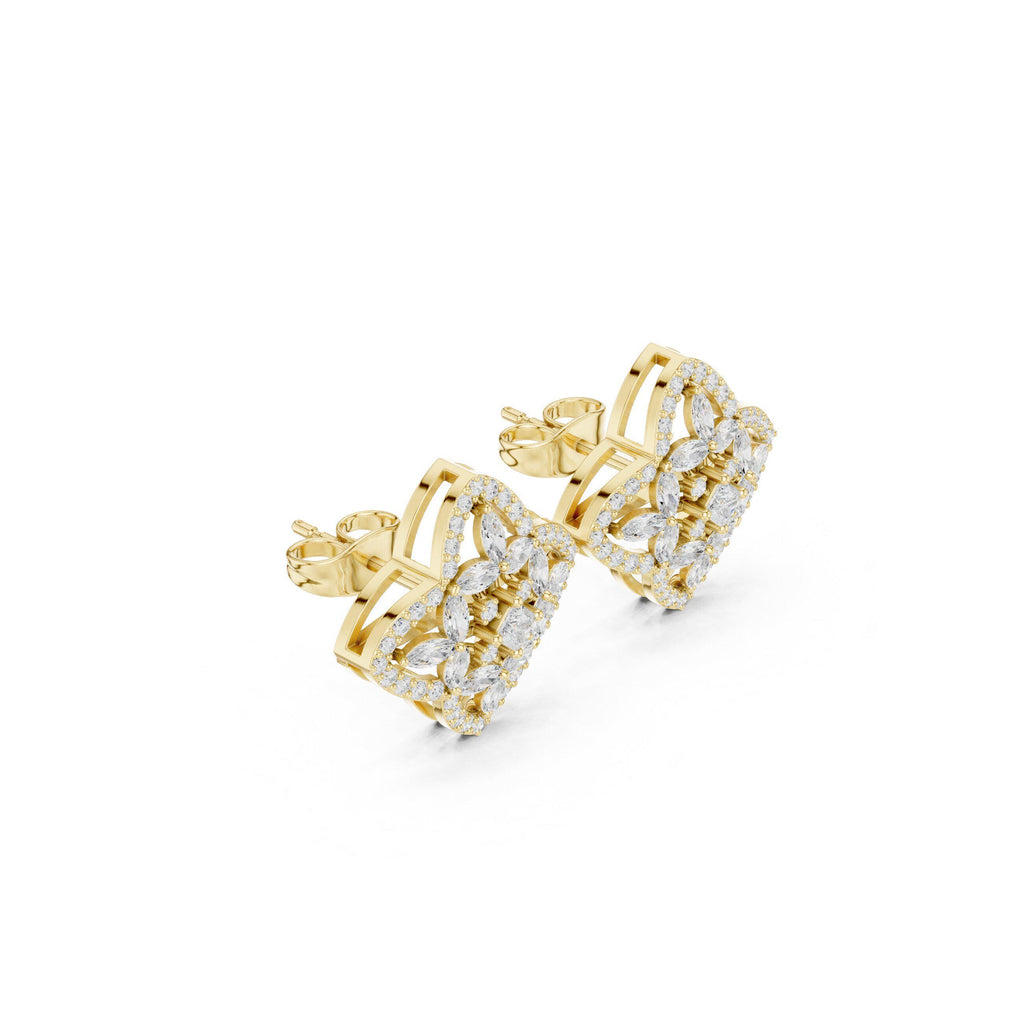 Moissanite Quatrefoil Stud Earrings – 925 Sterling Silver, 18K Gold Vermeil