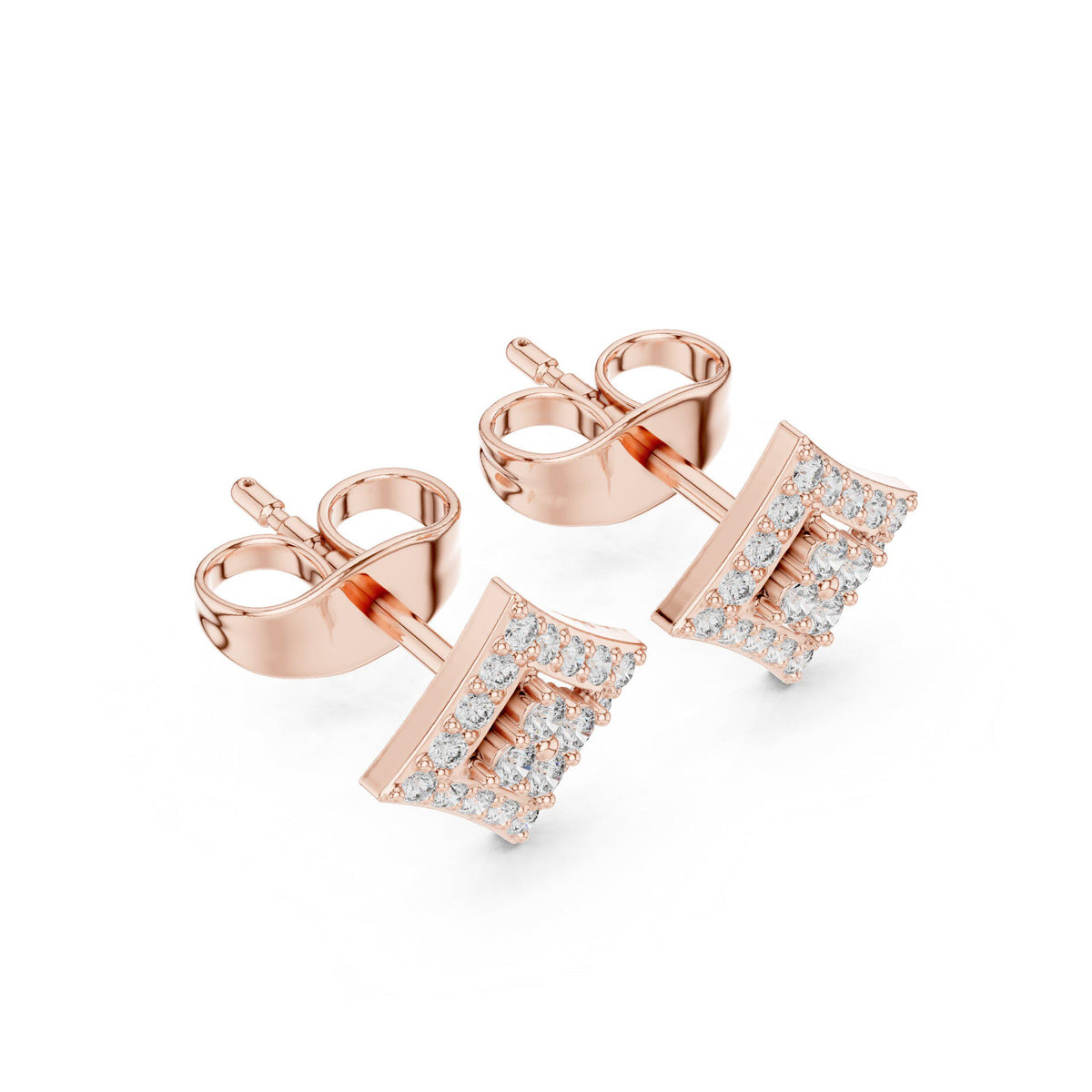 Moissanite Kite Halo Stud Earrings – 925 Sterling Silver, 18K Gold Vermeil