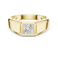 Men's Princess-Cut Moissanite Signet Ring, Flat Top – 925 Sterling Silver, 18K Gold Vermeil
