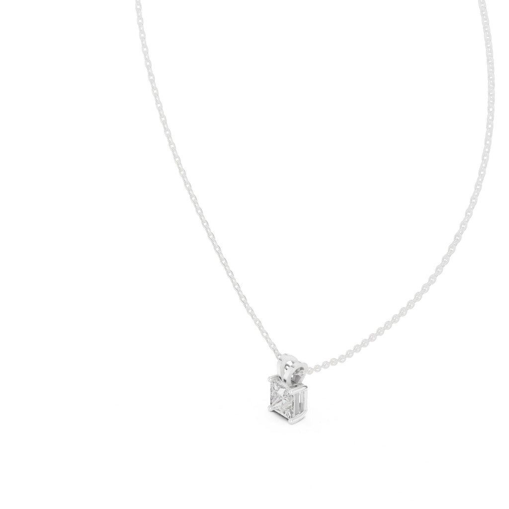 Princess Moissanite Solitaire Pendant Necklace – 925 Sterling Silver, 18K Gold Vermeil