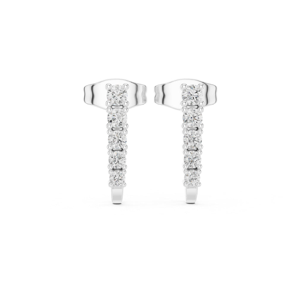 Moissanite Five-Stone Bar Stud Earrings – 925 Sterling Silver, 18K Gold Vermeil