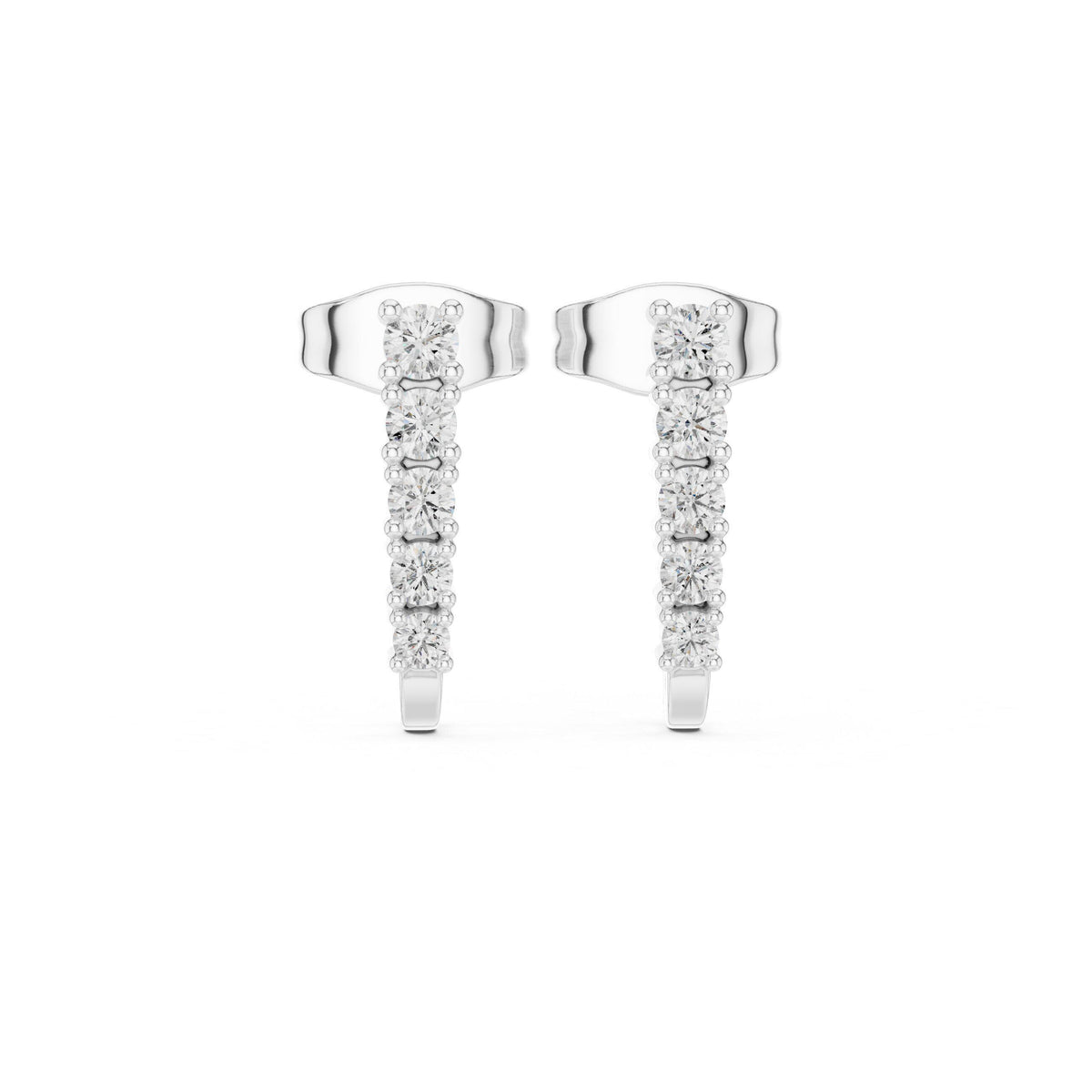 Moissanite Five-Stone Bar Stud Earrings – 925 Sterling Silver, 18K Gold Vermeil