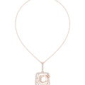 Moissanite Pavé Square Spiral Pendant Necklace – 925 Sterling Silver, 18K Gold Vermeil