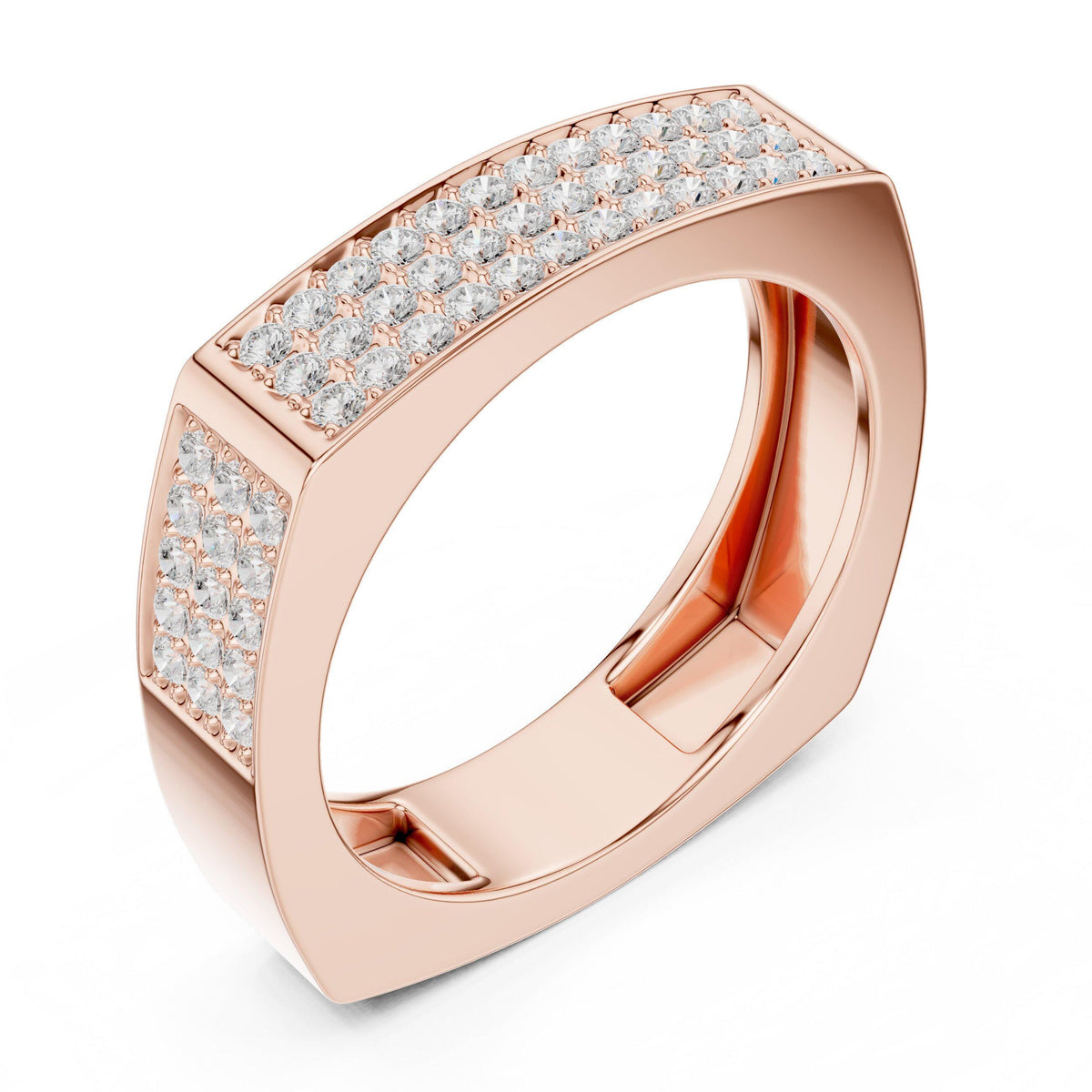 Men's Square-Profile Pavé Moissanite Band – 925 Sterling Silver, 18K Gold Vermeil