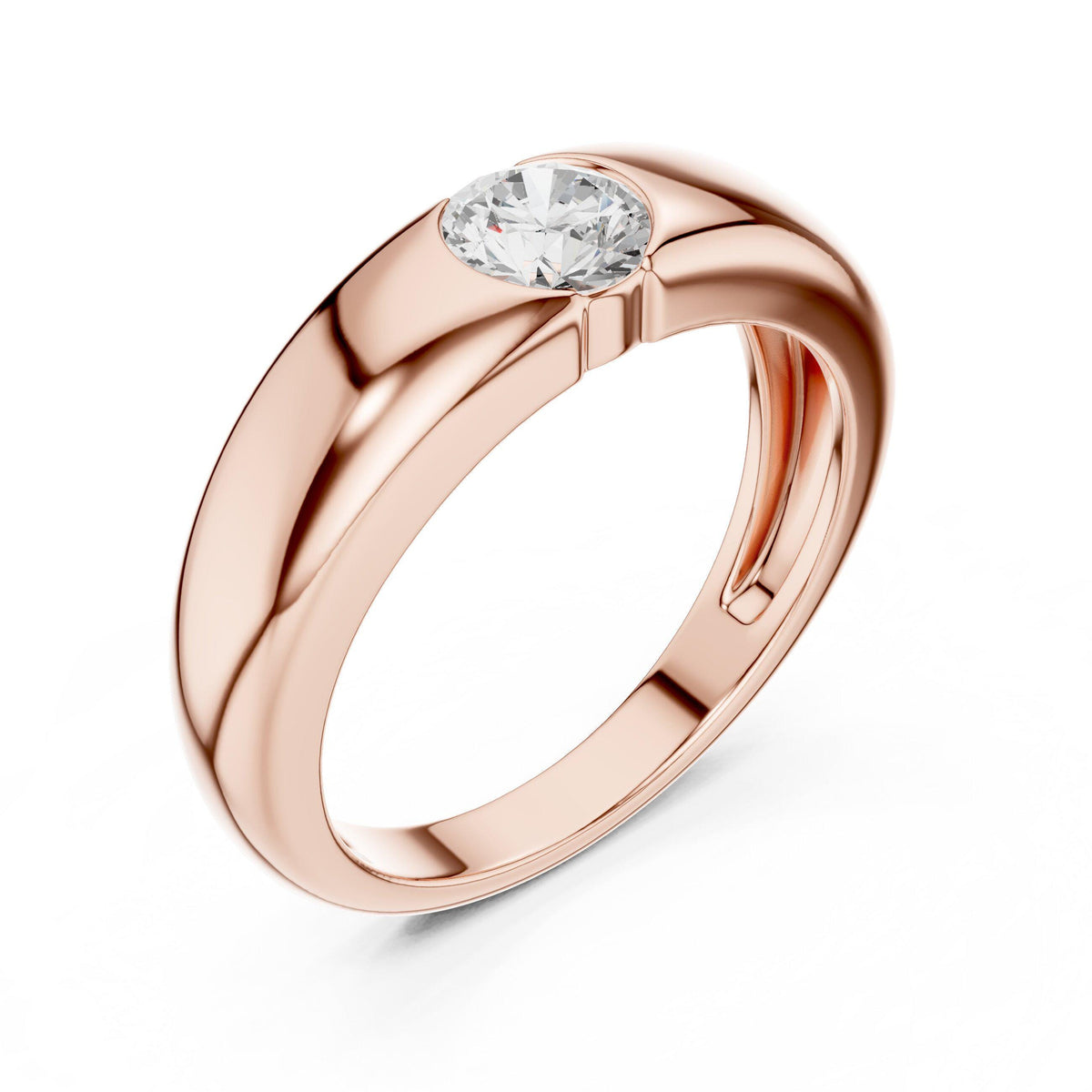 Men's Flush-Set Round Moissanite Domed Band – 925 Sterling Silver, 18K Gold Vermeil