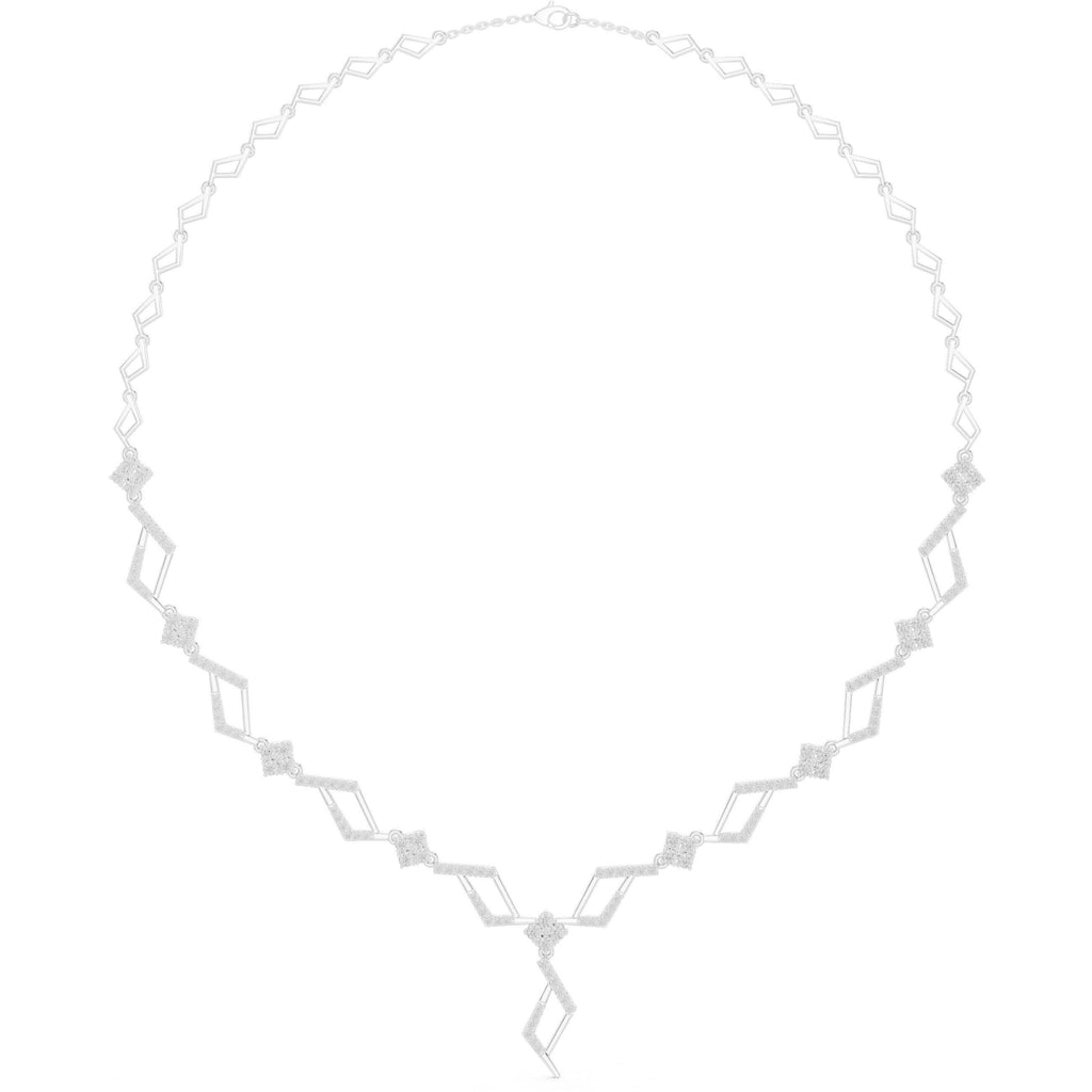 Moissanite Zigzag Rhombus Necklace – 925 Sterling Silver, 18K Gold Vermeil