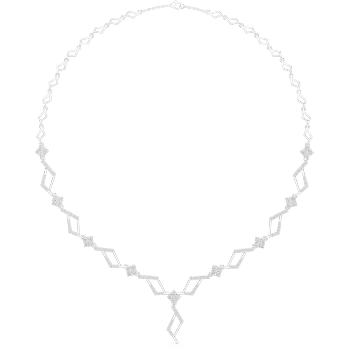 Moissanite Zigzag Rhombus Necklace – 925 Sterling Silver, 18K Gold Vermeil