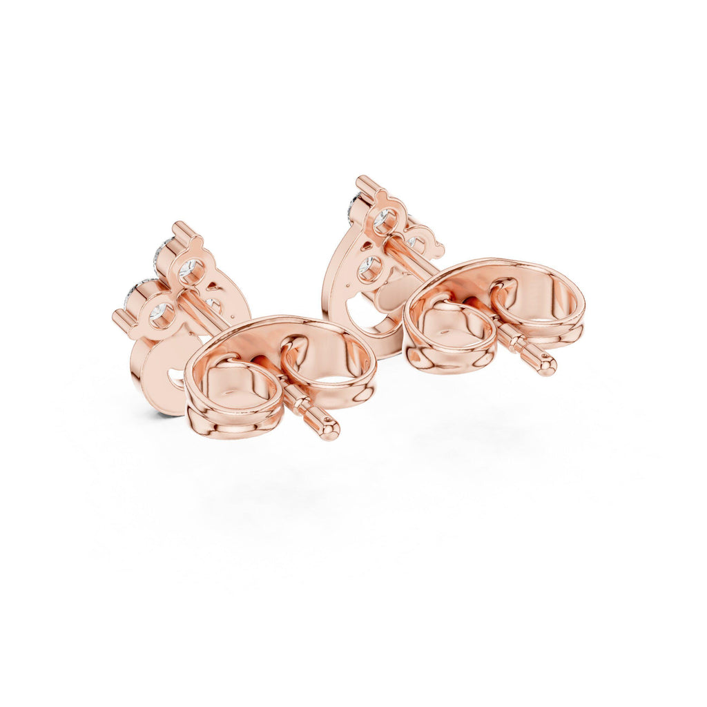 Moissanite Trio Swirl Stud Earrings – 925 Sterling Silver, 18K Gold Vermeil