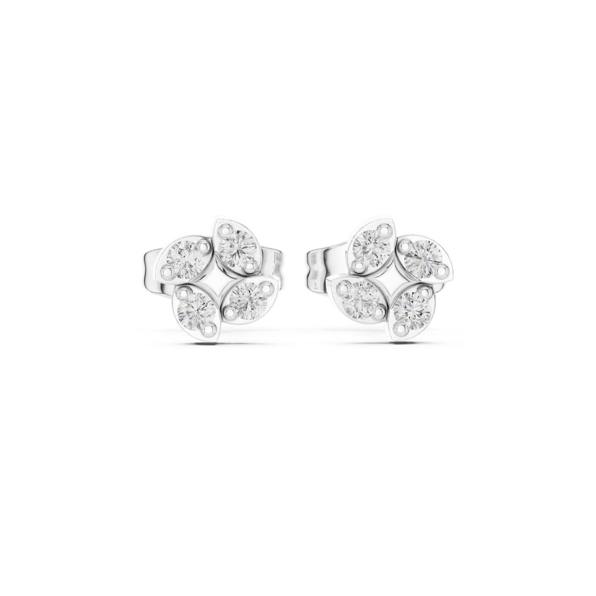 Moissanite Clover Cluster Stud Earrings – 925 Sterling Silver, 18K Gold Vermeil