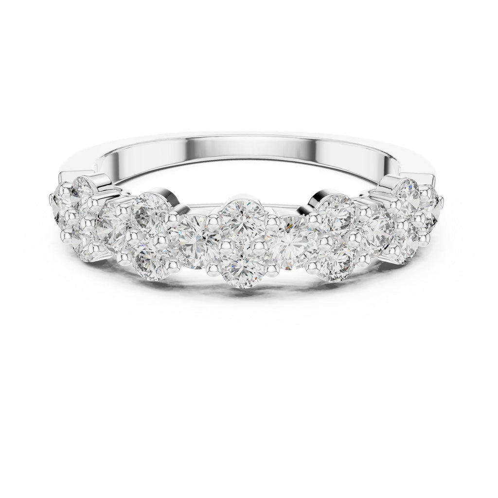 Moissanite Cluster Eternity-Style Stackable Band – 925 Sterling Silver, 18K Gold Vermeil