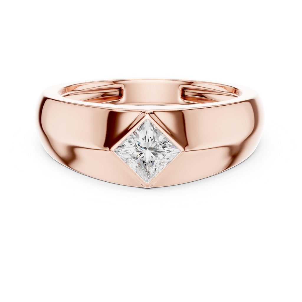 Men's Diamond-Set Princess-Cut Moissanite Ring – 925 Sterling Silver, 18K Gold Vermeil