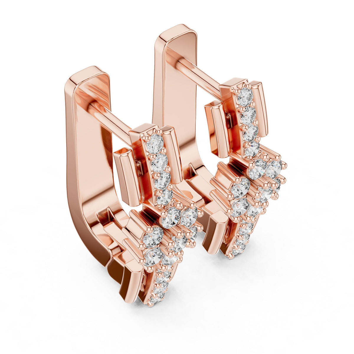 Moissanite Flower Cluster Pavé Bar Earrings – 925 Sterling Silver, 18K Gold Vermeil