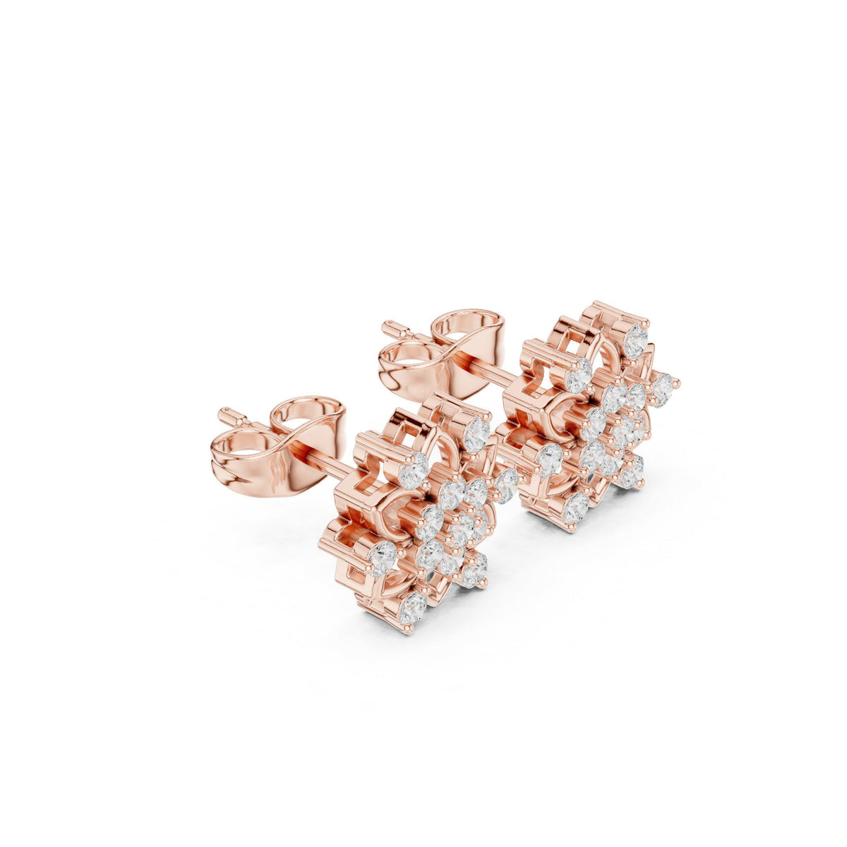Marquise Moissanite Lotus Stud Earrings – 925 Sterling Silver, 18K Gold Vermeil